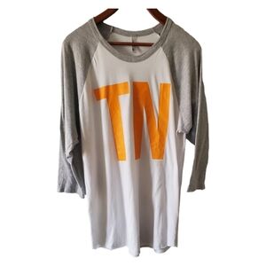 University of Tennessee Graphic Baseball Tee Shirt Orange Gray and White Size L